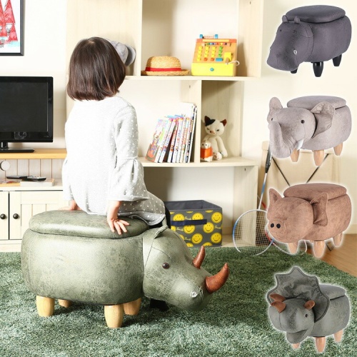 グリーン住宅ポイント交換商品 アニマル スツール 収納 付き スツール 動物 キッズ ダイナソー 子供 子ども インテリア 不二貿易 画像1